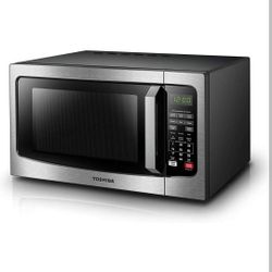 LIKE NEW 👍TOSHIBA 1550 WATT SS Countertop Microwave SMART Sensor Oven Removable Turntable