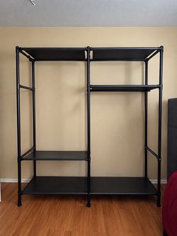 Black Metal Freestanding Closet Organizer with Shelves