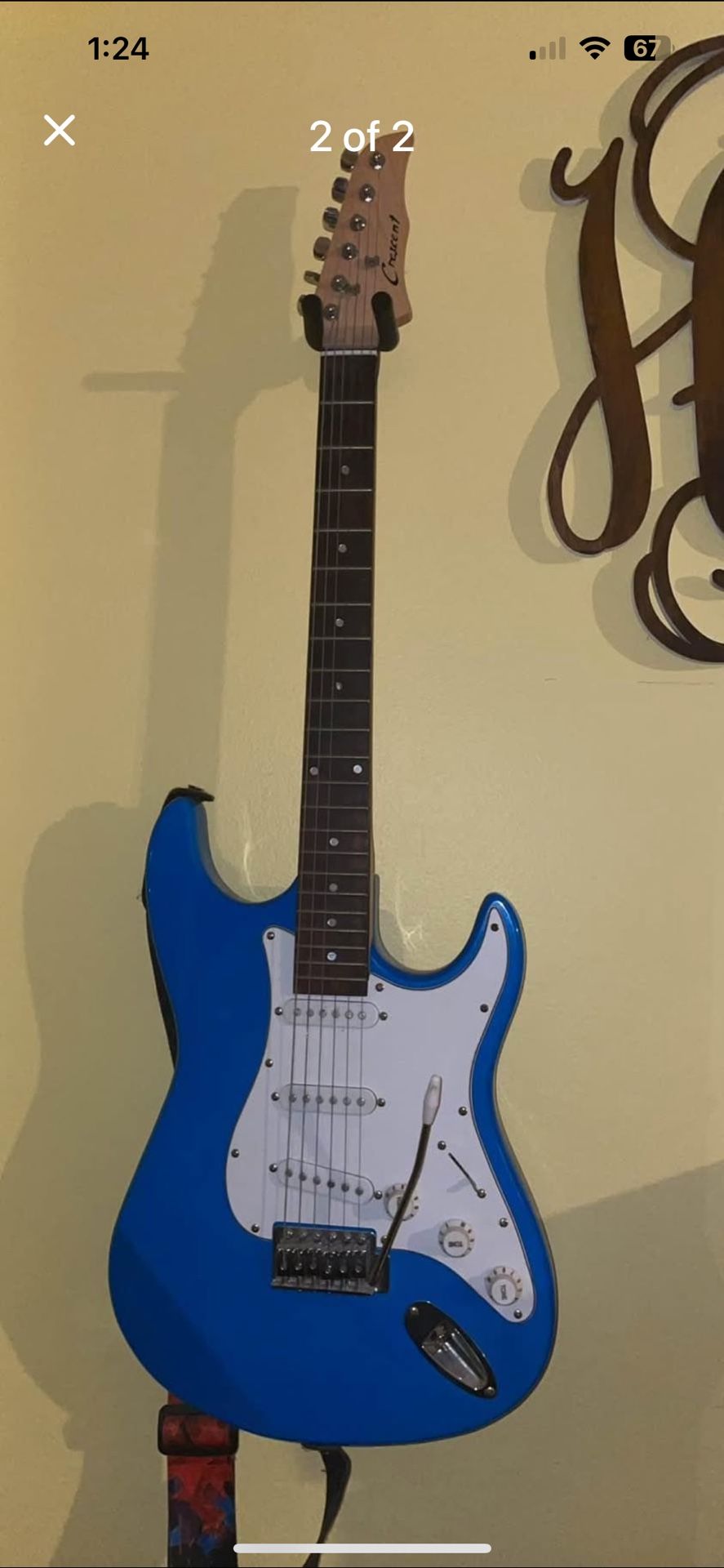 Crescent Electric Guitar- Blue Sparkle