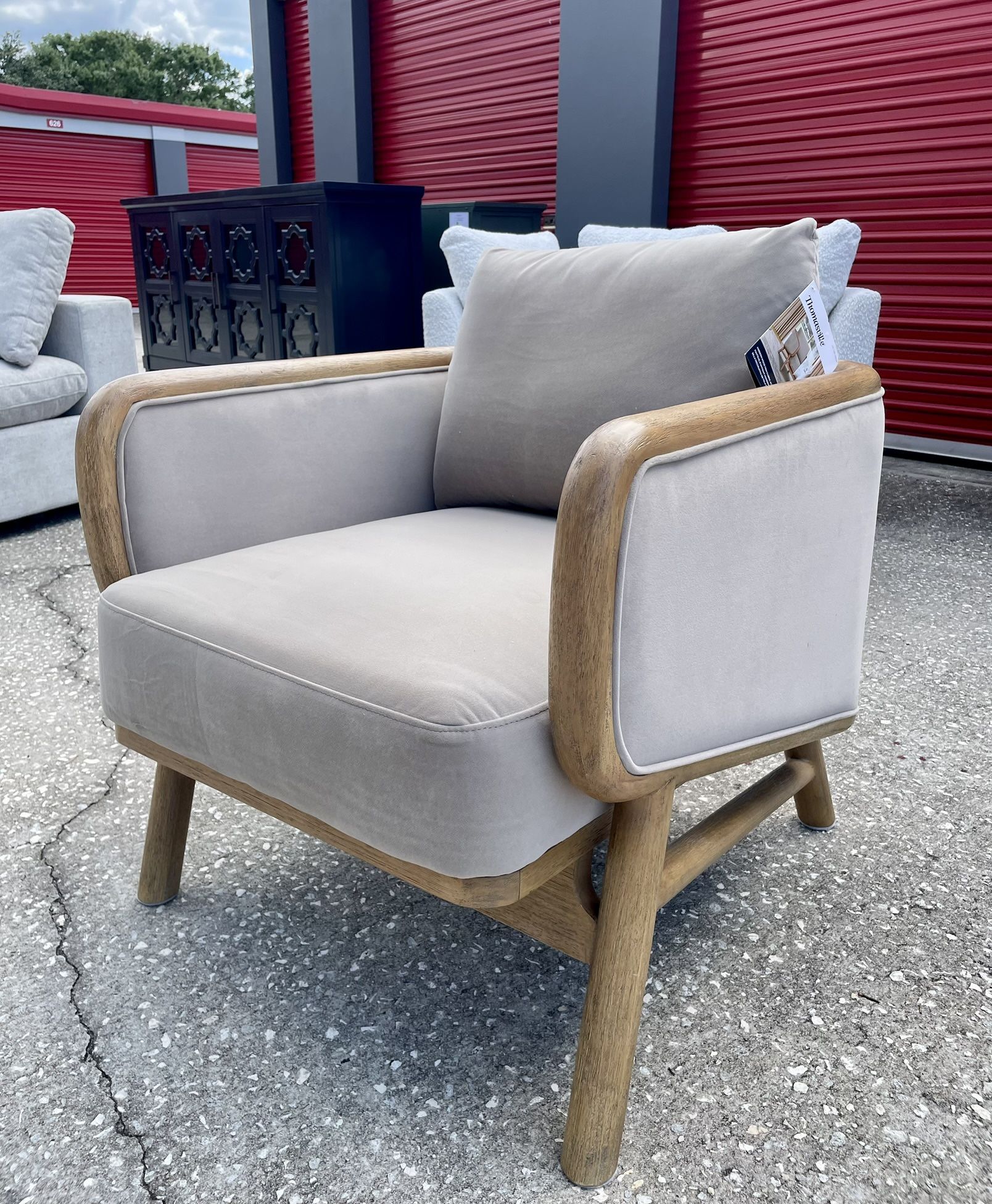 🏷OUTLET FURNITURE | Thomasvile Mokena Mid-Century Modern Fabric Accent Chair, Gray 💥 We Finance