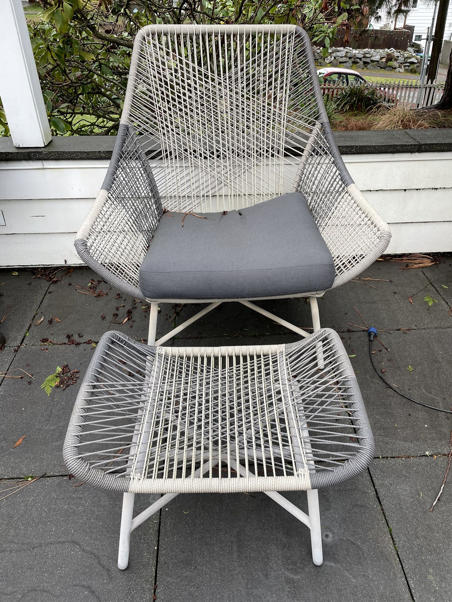 West Elm Huron Lounge Chairs (x2) Large and Ottomans