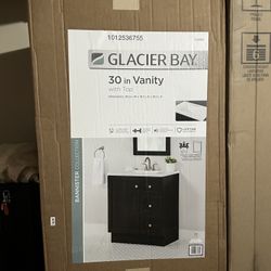 Glacier Bay Bannister 30 inch Single Sink Dusk Bath Vanity with White Cultured Marble Top