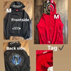 Supreme Hoodie And Bape Zip Up