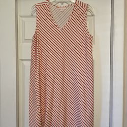 Jude Connally Pink, Red & White Diagonal Striped Dress - Size Large