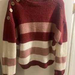 Pink/White Striped Sweater