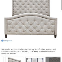 Queen Button Tufted Upholstered Bed Frame