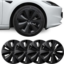 2024 Newest Wheel Cover 18 Inch for Tesla Model 3 Aero Wheel Cap kit Hub Caps OEM ABS Rim Protectors Cover Replacement Matte Black Model 3 Accessories