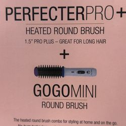Calista PerfecterPro Heated Round Brush + GoGo Mini Brush (Iris Purple) 1.5” Great For Long Hair