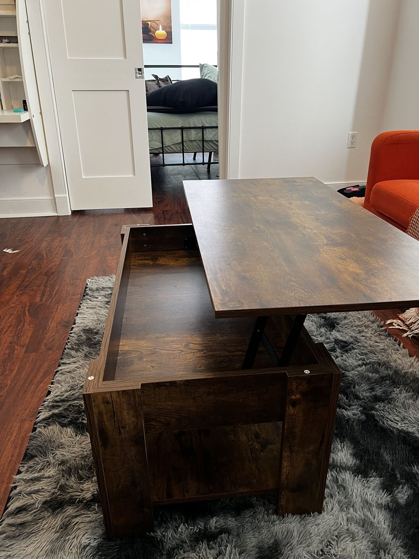 Lift Top Coffee Table with Hidden Compartment, Brown