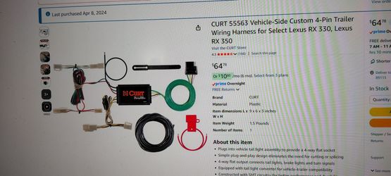 Curt 55563 Lexus Toyota hitch light wiring