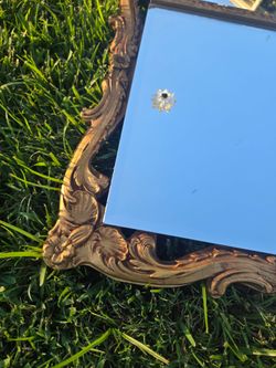 Vintage real wood trim mirror