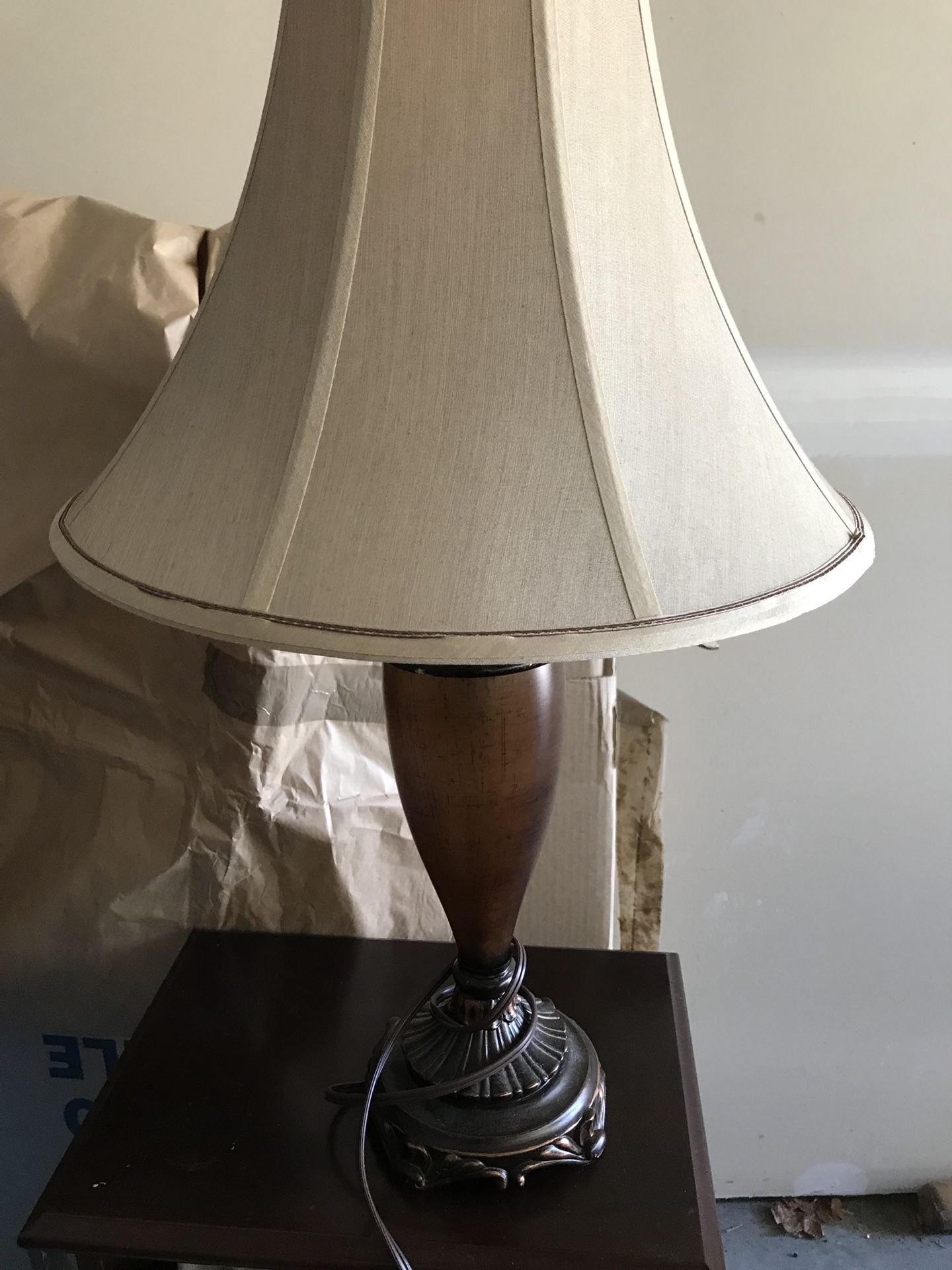 Lamp for table or stand.