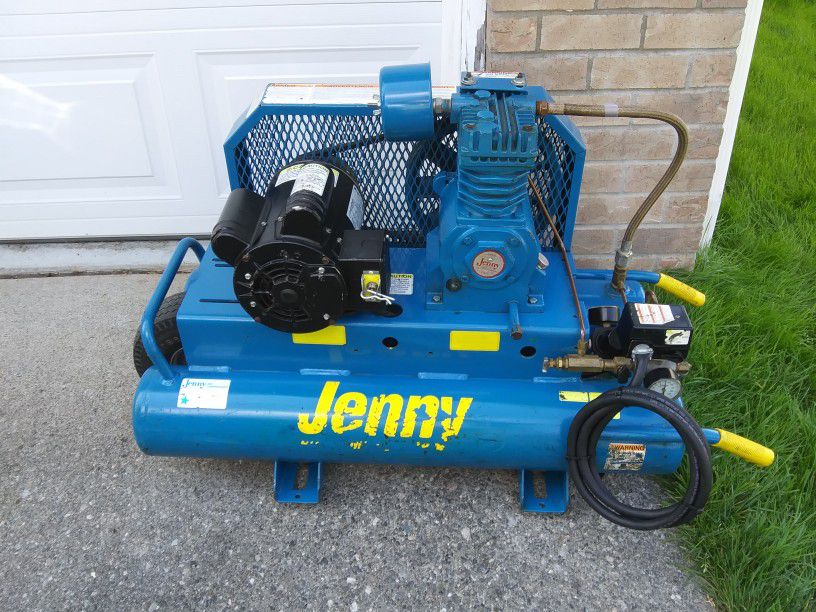 Jenny K15A-8P Single Stage Wheeled Portable Electric Motor Air Compressor with K Pump, 8 Gallon Tank, 1 Phase, 1.5 HP, 115V ,great condition