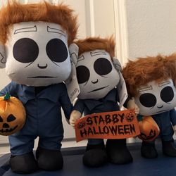 3 Michael Myers Halloween Greeters. Smallest one is animated.