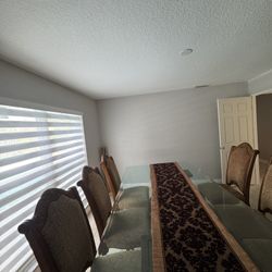 Large Elegant Glass Dining Room Table 