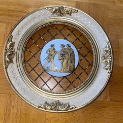 Vintage S.P. Solomon's Decorative Art Co. Wood Framed Mythology Tile and Metal
