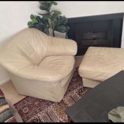 Leather Chair With Ottoman 