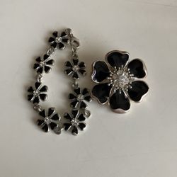 Vintage Costume Pin And Bracelet Set
