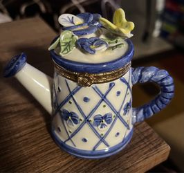 Porcelain Watering Can Trinket Box