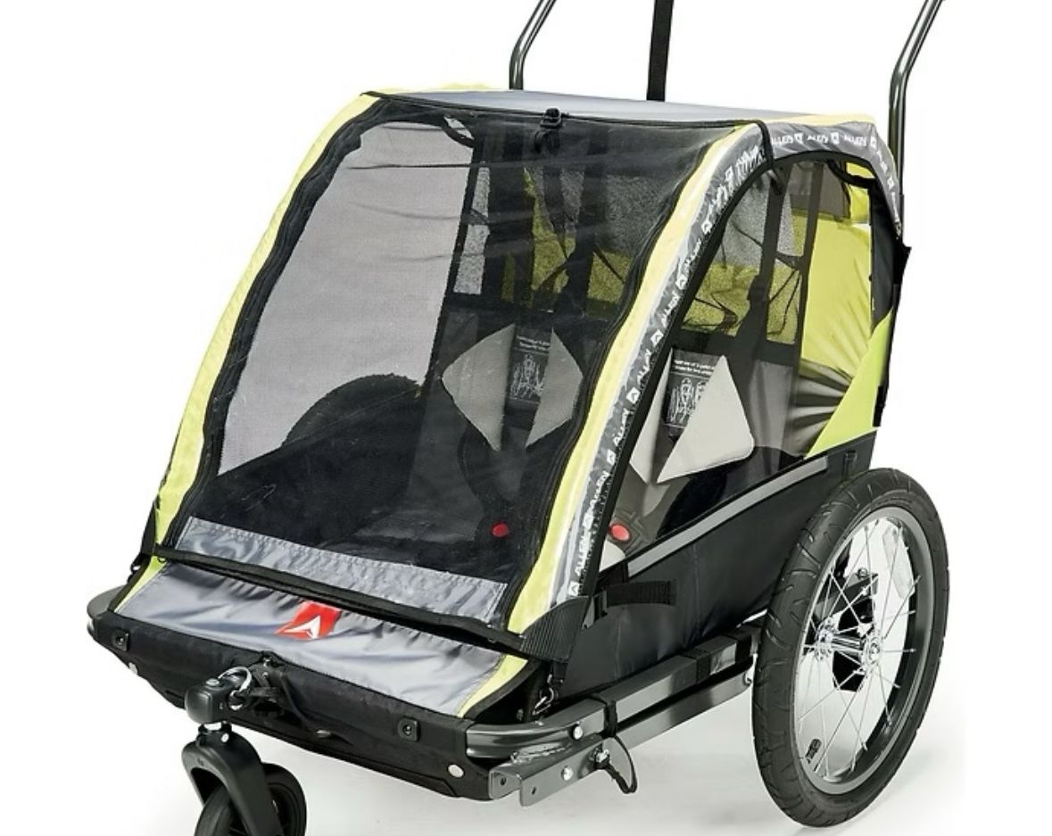Allen Sports Deluxe 2-Child Bicycle Trailer & Stroller, Model AS2, Green