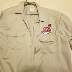 Mens Tan XXL Dickies Chief Wahoo Short Sleeve Shirt