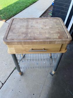 Butcher block steel kitchen cart