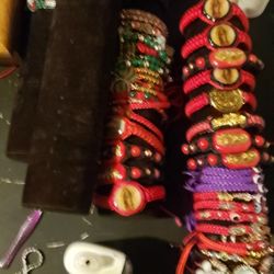 Lots Of Religious Bracelets Braided And Key Chains 