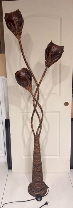 Tall Woven Rope Floor Lamp 3 Shades