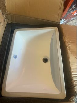 New KARAMAG 20"x15" White Ceramic Undermount Bathroom Sink