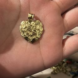 10k Heart Gold Nugget Pendant 
