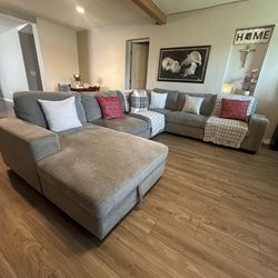 Living Spaces Grey Sectional Sofa