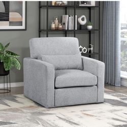 Lexicon Swivel Accent Chair, Modern Armchair, Home Theater Seating, Boucle Fabric Upholstery Single Sofa Chair with Lumbar Pillow for Living Room/Bedr