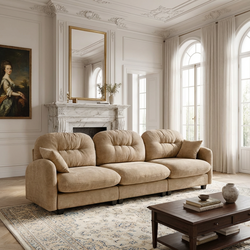 Homy Casa Roselyn Three Seat Modular Sectional Sofa, 3 Seat, Camel Chenille, Living Room Comfort Open Box