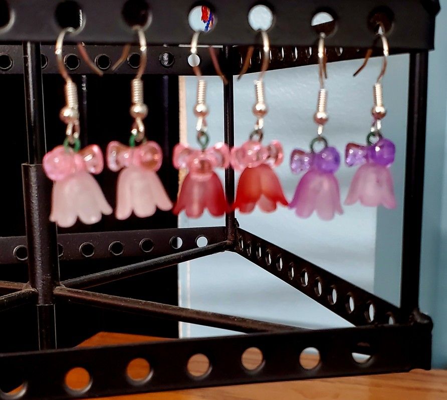 3 Sets- Flower, Hook Earrings. New