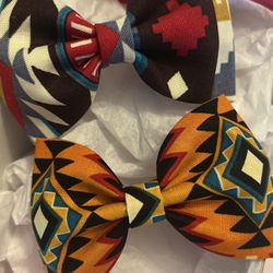 Set of 2 Hair Bows Girls Accessories Clips Fabric Toddlers Tribal Aztec Print