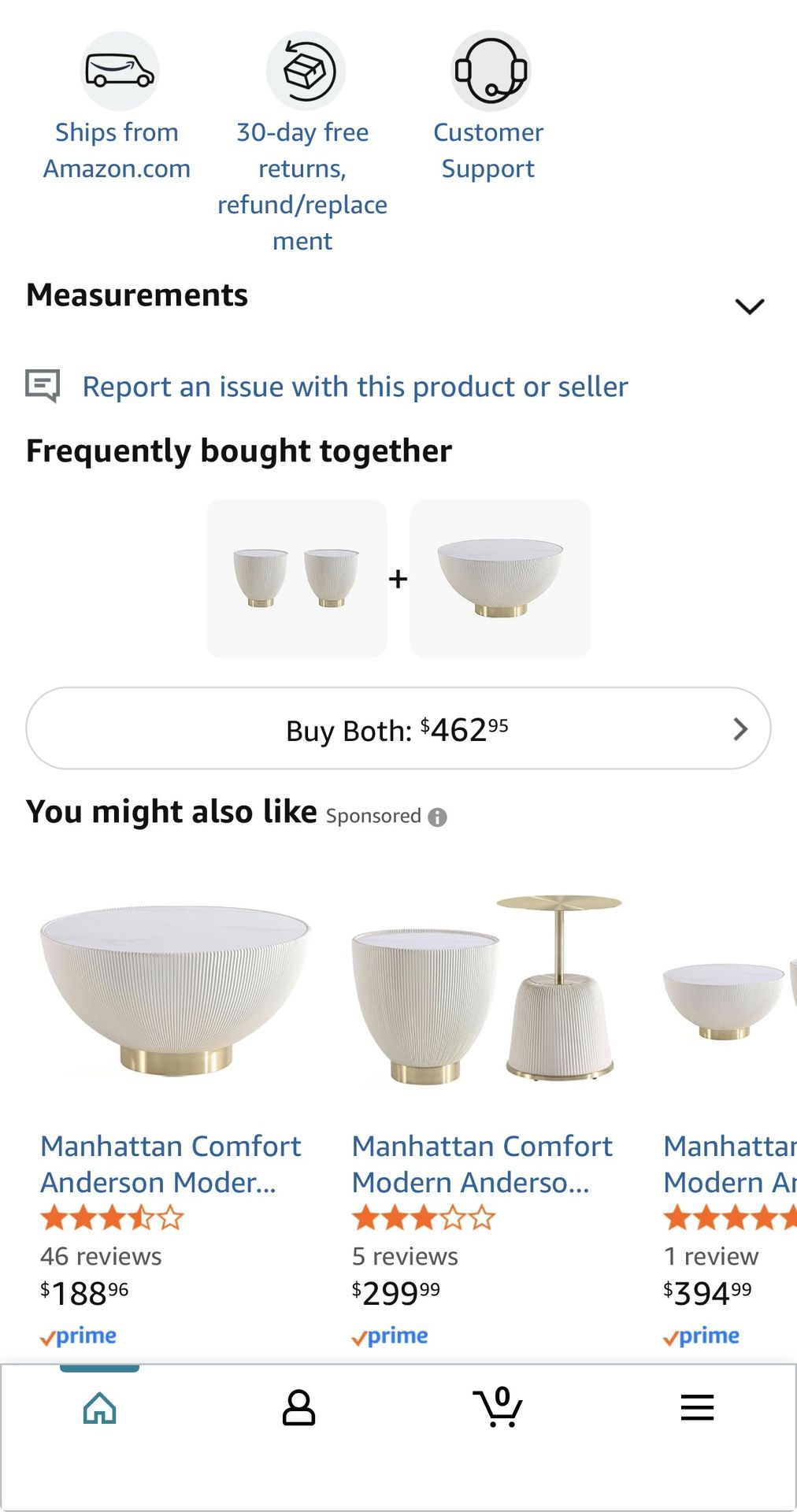 Manhattan Comfort Coffee & (2) End Tables