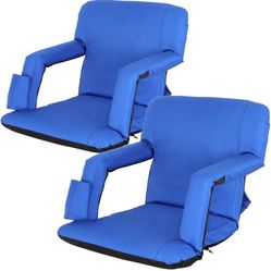 2PCS Portable Stadium Seat Chair for Bleacher W/ 5 Reclining Positions, Waterproof & Anti-Slip Base