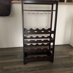Brown Tall Rectangular Compact 16-Bottle Wine Rack