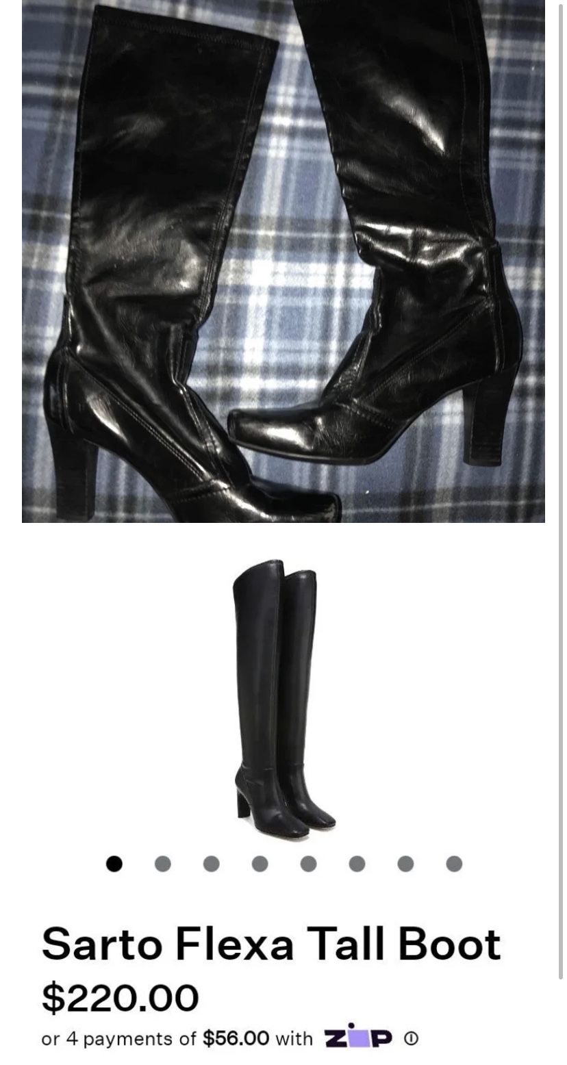 Black leather heeled boots