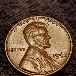 NICE ! 1966 - No Mintmark Brn Lincoln Penny 