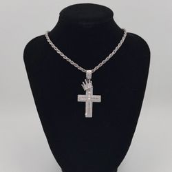 Cross With Crown Pendant 925 Silver 