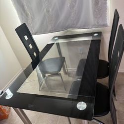 Tempered glass table and chair