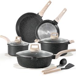 CAROTE 14Pcs Pots and Pans Set Non Stick, Cookware Sets Induction Cookware Granite Cooking Set