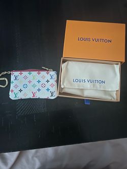 LV X TM Monogram Multicolor Key Pouch White.