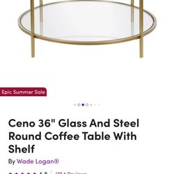 Coffee Table Round Gold Steel And Glass