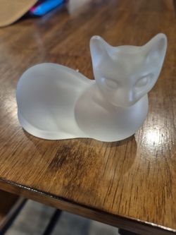 Frosted Glass Cat Figurine