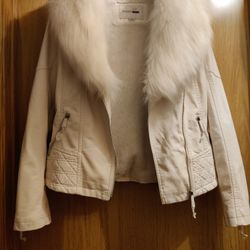 Faux Leather Jacket - White