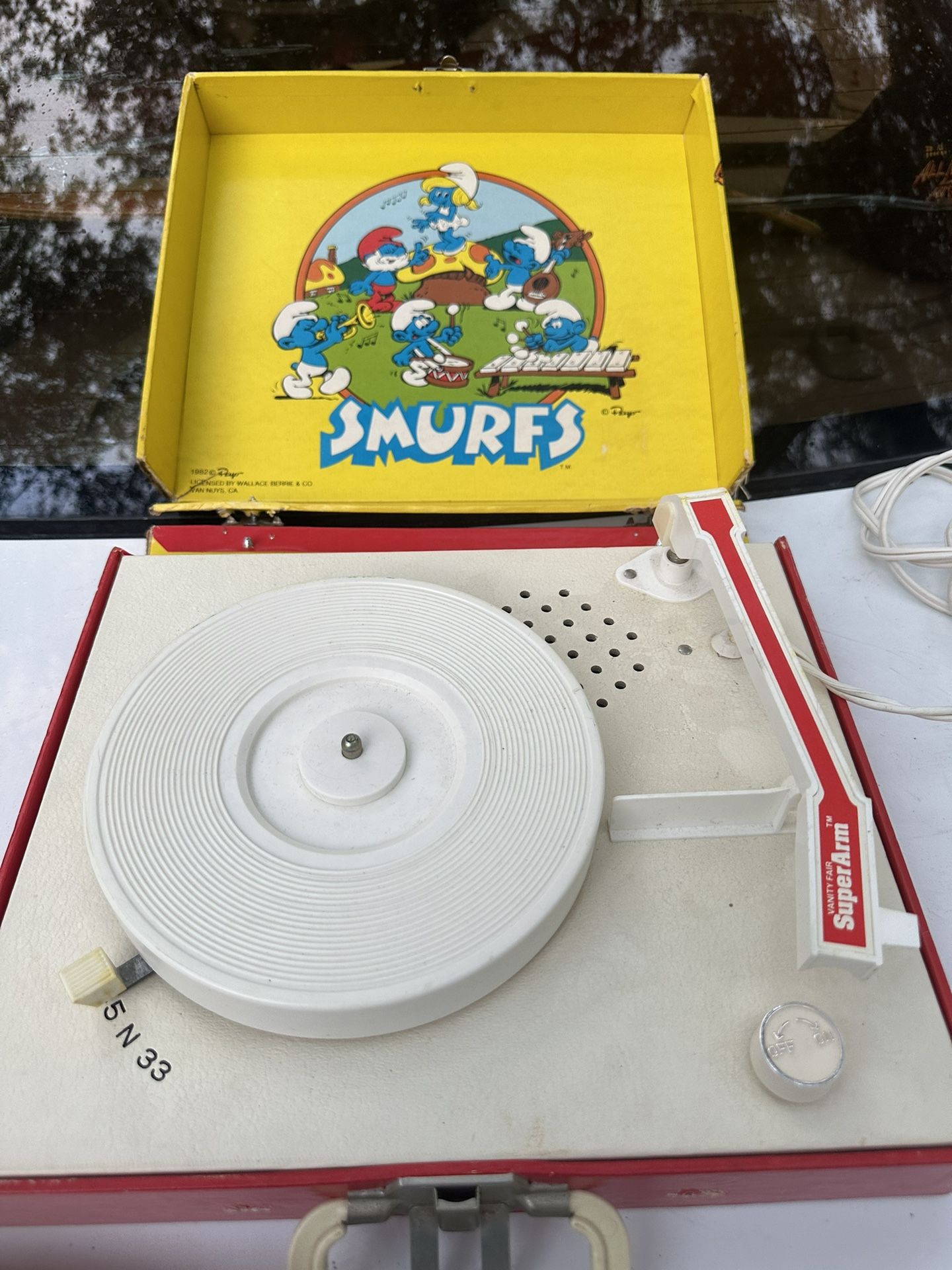 Antique Smurf Record Player