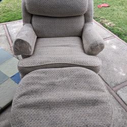 Beige Chair And Ottoman 