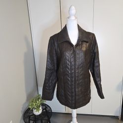 Worthington Leather Brown Large Women's Jacket 